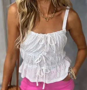 These Three Boutique White Eyelet Top thumbnail 1