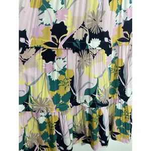 pantsstore Floral Ruffle Maxi Dress Pom Pom Accents Pink Yellow Green Size S thumbnail 5
