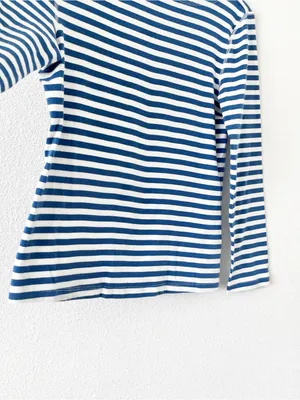 J.McLaughlin Blue White Striped Cotton Boat Neck Long Sleeve Top thumbnail 5
