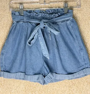 Imperfect‎ 100% cotton xs shorts American Eagle denim front tie belted pockets thumbnail 1