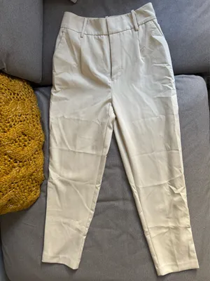ZARA Cream Trousers High-Waisted thumbnail 1