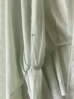 Buckle Light Green V-Neck Peplum Blouse - Women thumbnail 3