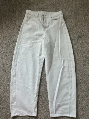 Women’s white wide leg belted jeans H&M thumbnail 1
