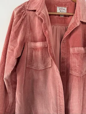 American Eagle Outfitters Pink Corduroy Button-Up Jacket EUC thumbnail 3