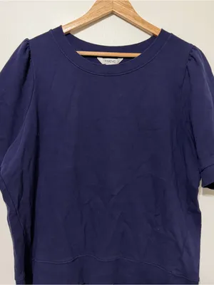 Anthropologie Maeve Puff-Sleeve Sweatshirt Tee in Navy Size XL Top thumbnail 4