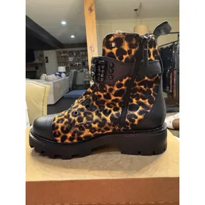 Karl Lagerfeld Paris Women Animal Print Maeva Buckled Combat Booties Size 6.5 thumbnail 6