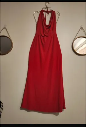 Zara Red Cowl-Neck Halter Maxi Dress thumbnail 4