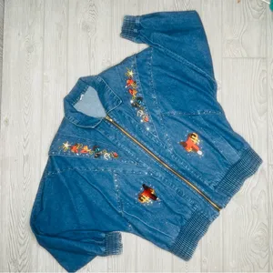 Vintage cotton denim Jean jacket horse / ranch / cowgirl theme embroidered patch thumbnail 2