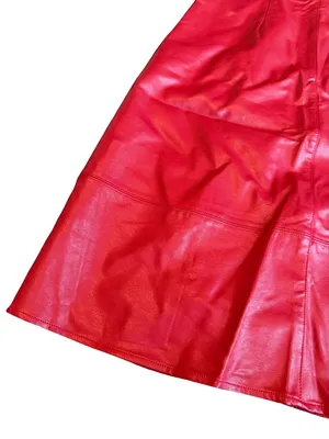 Eri + Ali Red Faux Leather Skirt Vegan Party Bold Cocktail Size 6 Women's thumbnail 6