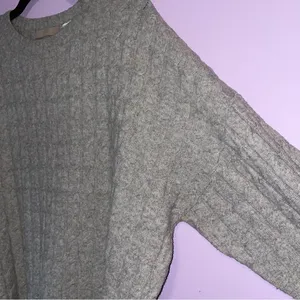 H&M L Wool Blend Cable Knit Sweater Gray thumbnail 2