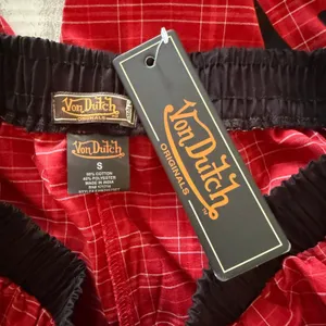 NWT Von Dutch Red Plaid Lounge Pants Y2K Logo Button Fly Pajama Bottoms Sz S thumbnail 3