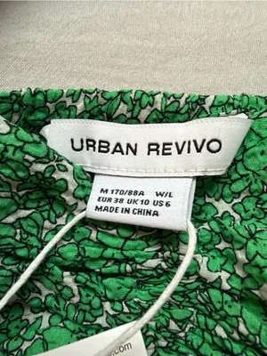 Urban Revivo Green Floral Puff Sleeve Cotton Mini Dress NWT M US 6 thumbnail 4