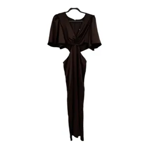 ✨Wild Fable Women’s Flutter Sleeve Satin Cape Maxi Brown Sz Large Dress✨ thumbnail 4