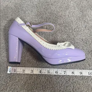 Women’s Purple Chunky Heel Mary Jane Pumps Cute Bow Round Toe Size 8 NEW thumbnail 10