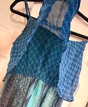 Speechless BOHO Blue Sleeveless Aztec Design Summer Dress Back Straps size xS thumbnail 11
