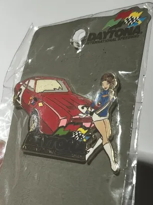 Daytona International Speedway Red Race Car Racing Girl Pin NASCAR Vintage RARE thumbnail 5