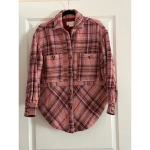 Anthropologie Hudson Plaid Shirt Jacket Pink Plaid Button Down Shacket Size M thumbnail 7