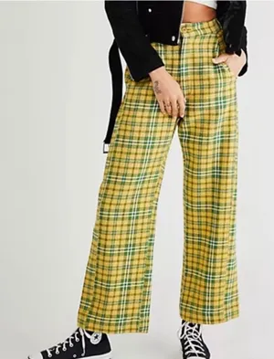 Free People Shape Up Pant in Plaid Size 0 thumbnail 1