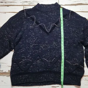 Vintage embroidered‎ black gold metallic sweater Mock-neck size 44/22W fits L-XL thumbnail 4