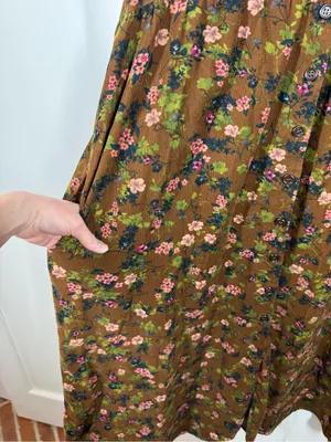 Natural Life Avery Corduroy Floral Midi Dress Brown EarthyTones Size Large thumbnail 4