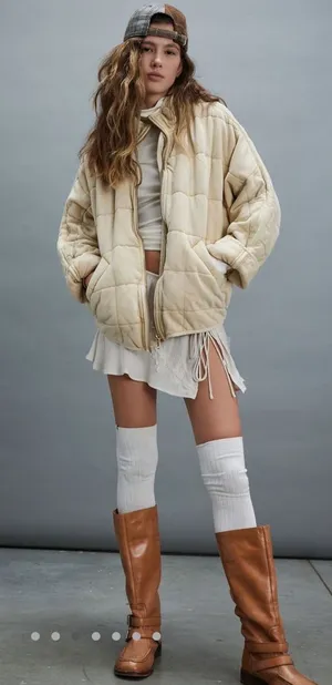Free People Dolman Quilted Jacket- Vanilla Crème thumbnail 1