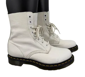 Dr. Martens 1460 Pascal Women 7 White Virginia Leather Combat Boots Whimsigoth thumbnail 1