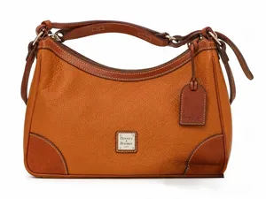 Dooney & Bourke Women Ginger Leather Hobo Bag Medium R638C CA Logo Plate thumbnail 1