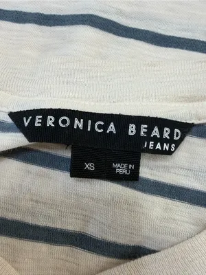 Veronica Beard Mason Baseball Tee Striped Ecru Slate XS $178 thumbnail 4