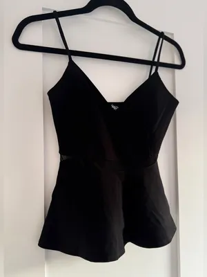 Lulus Keen Interest Black Mesh Peplum Top Size Medium M thumbnail 7