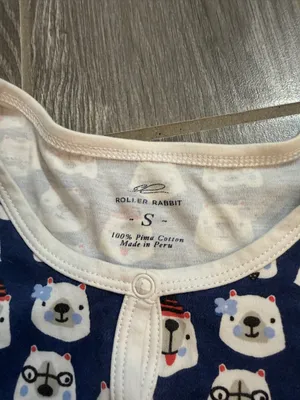 Vintage Roller Rabbit blue Long-Sleeve lounge top Polar Bear Faces size small thumbnail 2
