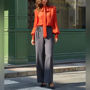 Rihoas Grey Natural Waisted Straight Pants thumbnail 4
