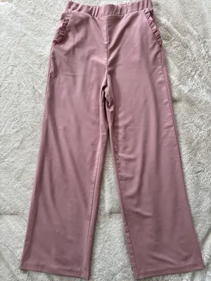 Mosaic & Co Dusty Pink Wide Leg Palazzo Pants Ruffle Pocket Flowy Trousers Size M thumbnail 1