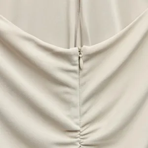 NEW Zara LONG Ruched Keyhole DRAPED HALTER Maxi DRESS Gown Size XS thumbnail 9