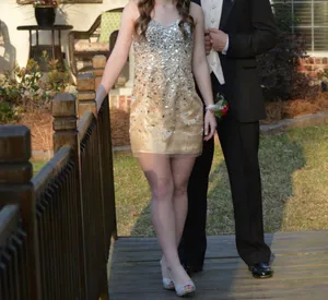 Mini Homecoming Dress Tan Size 2 thumbnail 12
