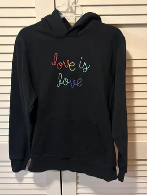 Lingua Franca "Love is Love" Hoodie Sweatshirt Women’s Size Small Gay Pride thumbnail 2