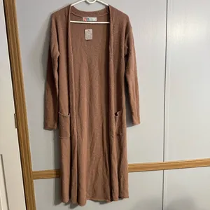 Free‎ People Beach Brown Duster Cardigan Size XS thumbnail 6