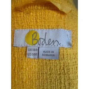 Boden Yellow Textured Tweed Coat colorful Button 14 preppy Y2K retro bright whim thumbnail 5