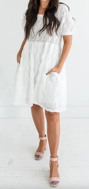 Hayden Puff Sleeve Baby Doll Dress Size M Square Neck Party Minimalist Date thumbnail 1