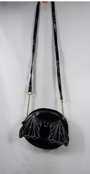 Betsey Johnson Black Bat Crossbody Purse Halloween Goth thumbnail 1