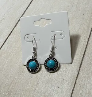 Handmade Earrings Teal Dangel thumbnail 1