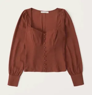 NWT Abercrombie & Fitch Button Front Puffed Sleeve Blouse thumbnail 1