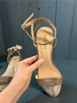 Nine West Metallic Gold/Silver Strappy Kitten Heeled Sandals | Size 7.5 thumbnail 12