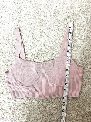 Zara Ribbed Knit Cropped Top in Dusty Pink thumbnail 3