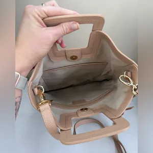 TMRW STUDIO Blush Milo Fold Over Suede Bag Crossbody Top Handle Anthropologie thumbnail 13