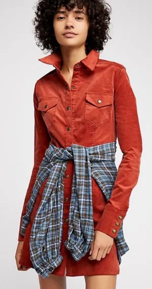 Free People Dynomite Corduroy Dress Size Medium thumbnail 1