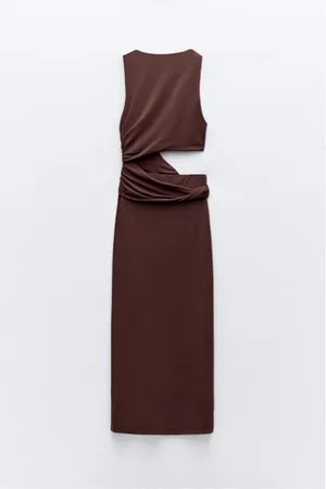 Zara dress fitted bodycon Brown Cutout Midi Party Wedding Coctail thumbnail 15