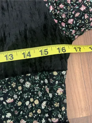 VTG Judy’s Black Velvet Patchwork Whimsigoth 90s Long Sleeve Maxi Dress Dark Rom thumbnail 7