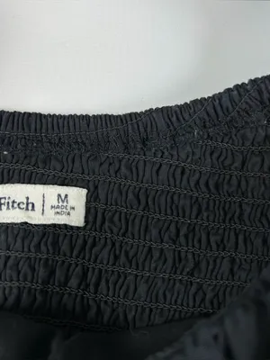 Abercrombie & Fitch Black Ruched Puff Sleeve Mini Dress Women's Size Medium thumbnail 6