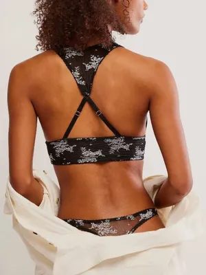 FREE PEOPLE NWT Talk About It Racerback Bra / Black Combo thumbnail 4