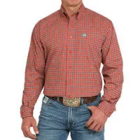 Cinch men’s L/S classic fit medallion button down shirt red size medium thumbnail 1
